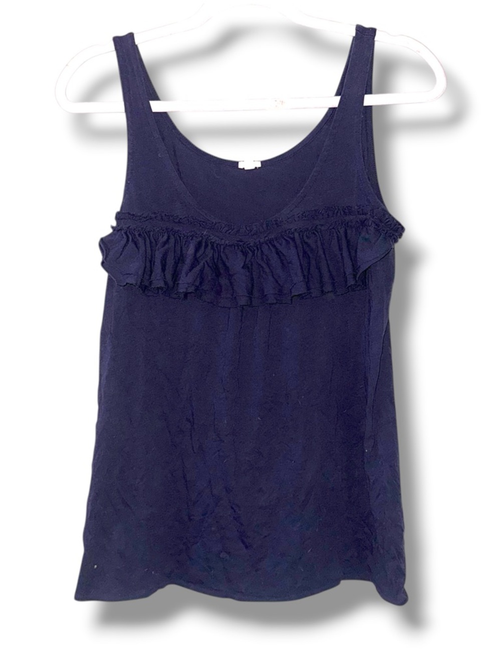 J. Crew navy ruffled tank top